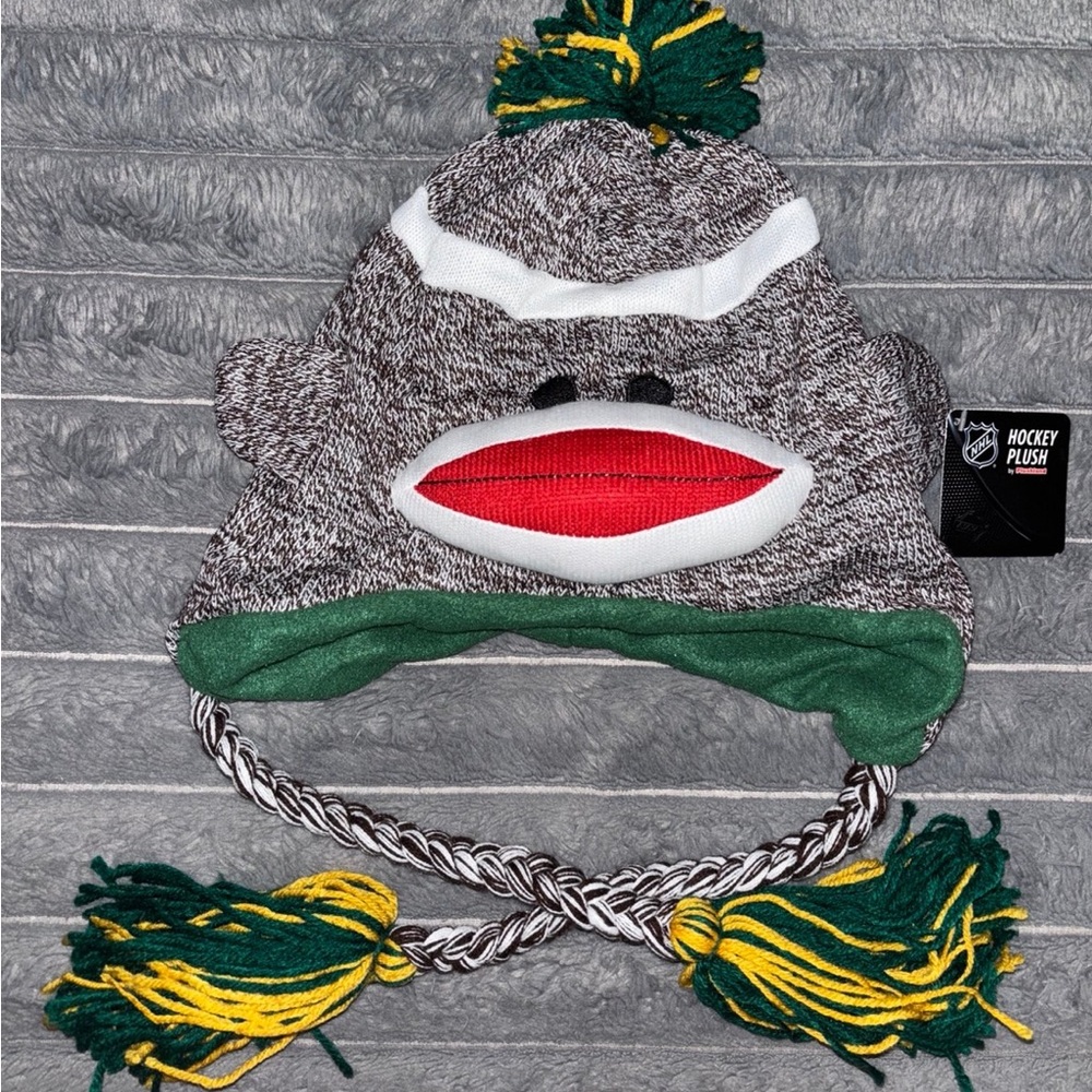 NHL Gray and Green Monkey Knit Hat